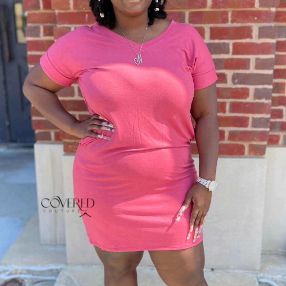 Rose T-Shirt Dress with Pockets